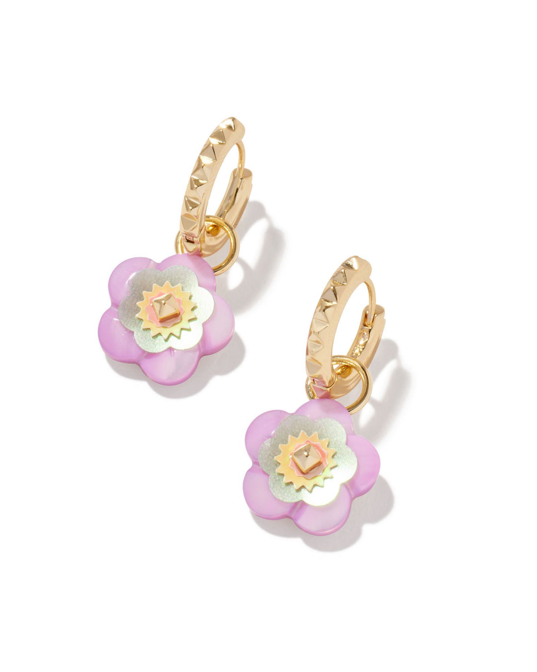 DELIAH HUGGIE EARRINGS, GOLD PASTEL MIX