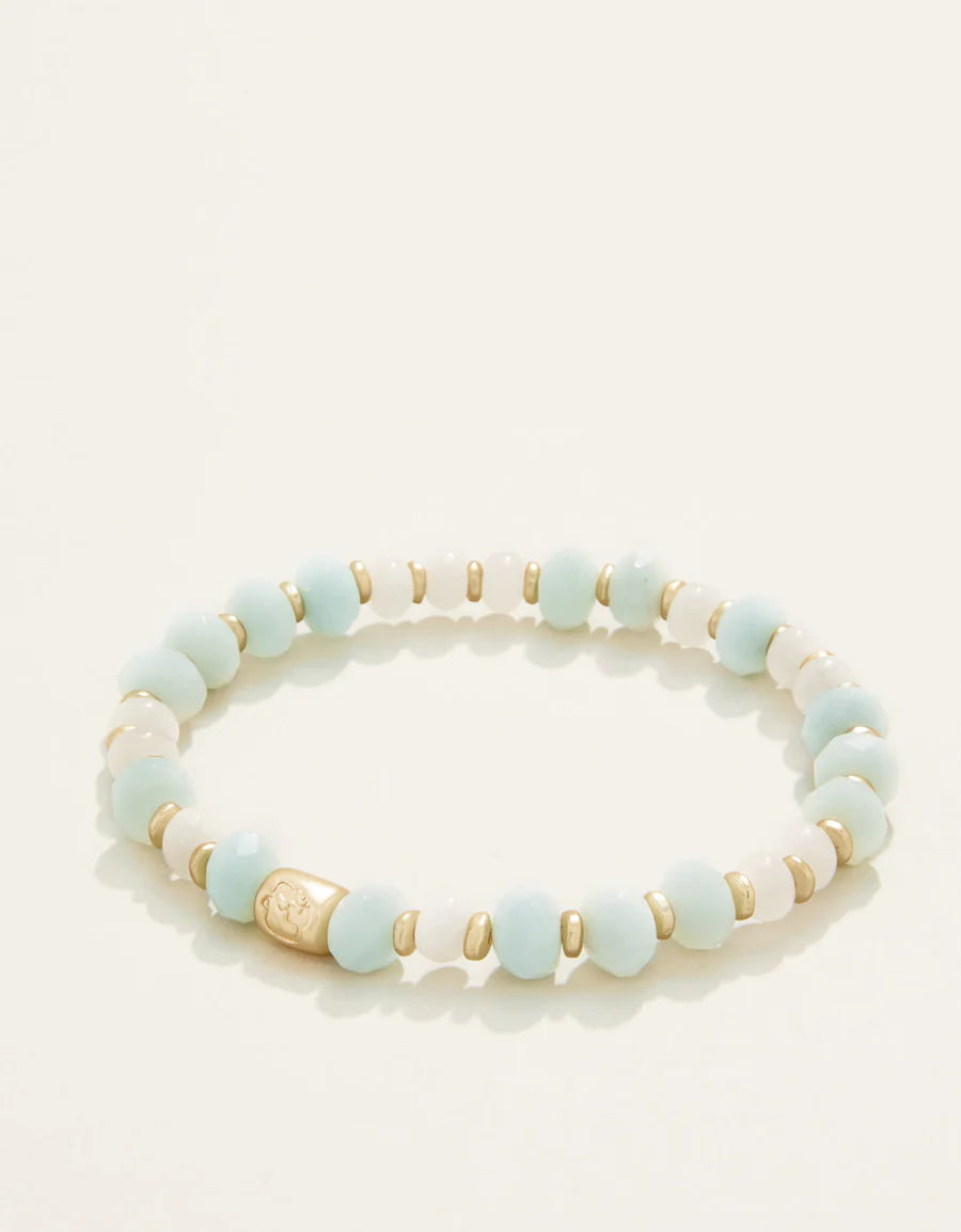 STONE STRETCH BRACELET 10MM SEAFOAM/WHITE