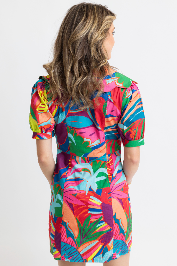 KARLIE: BIRDS OF PARADISE SCALLOP COLLAR DRESS