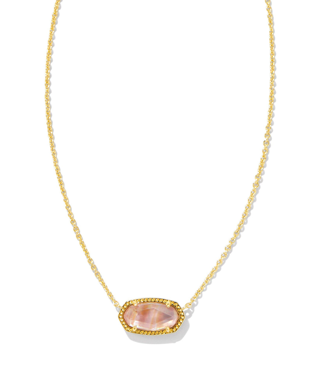 ELISA SHORT PENDANT NECKLACE, GOLD LIGHT PINK IRIDESCENT ABABLONE