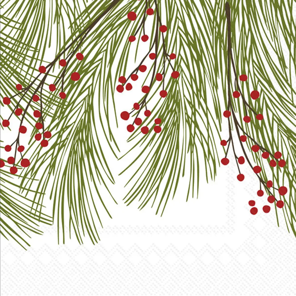 WINTERBERRY PINE COCKTAIL NAPKIN