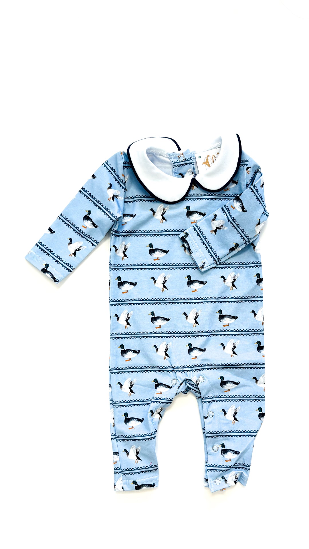 DUCKS BLUE LONG SLEEVE ROMPER