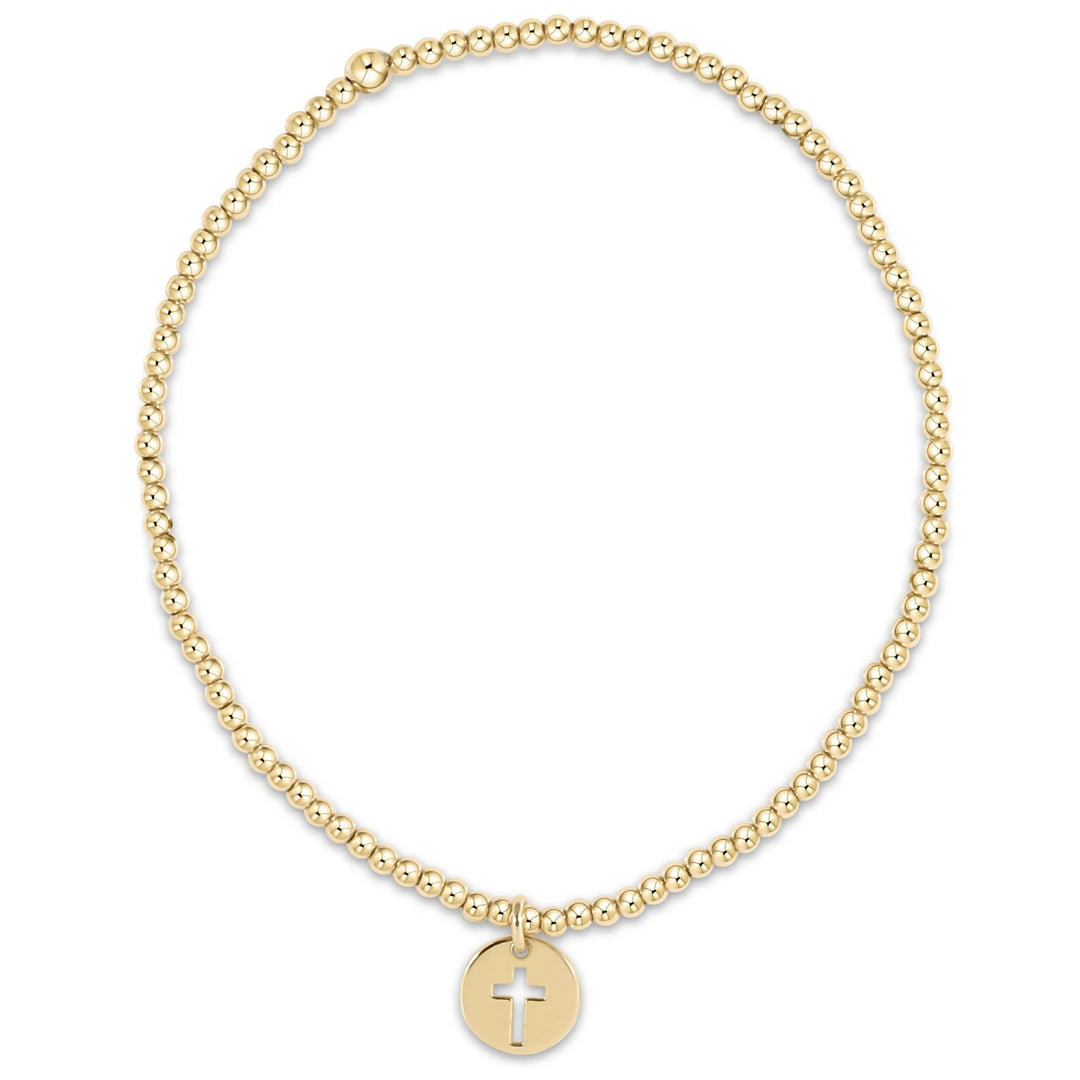 CLASSIC GOLD 2MM BEAD BRACELET - BLESSED SMALL GOLD DISC