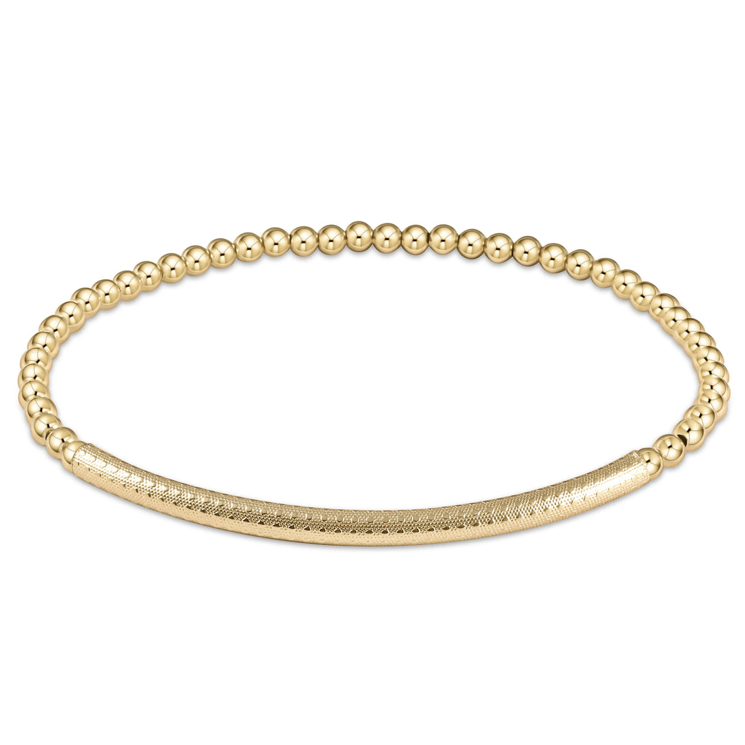 EXTENDS - CLASSIC GOLD 3MM BEAD BRACELET - BLISS BAR TEXTURED