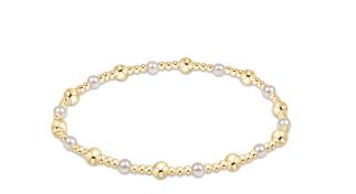 CLASSIC GOLD SINCERITY PATTERN 4MM BEAD BRACELET - PEARL