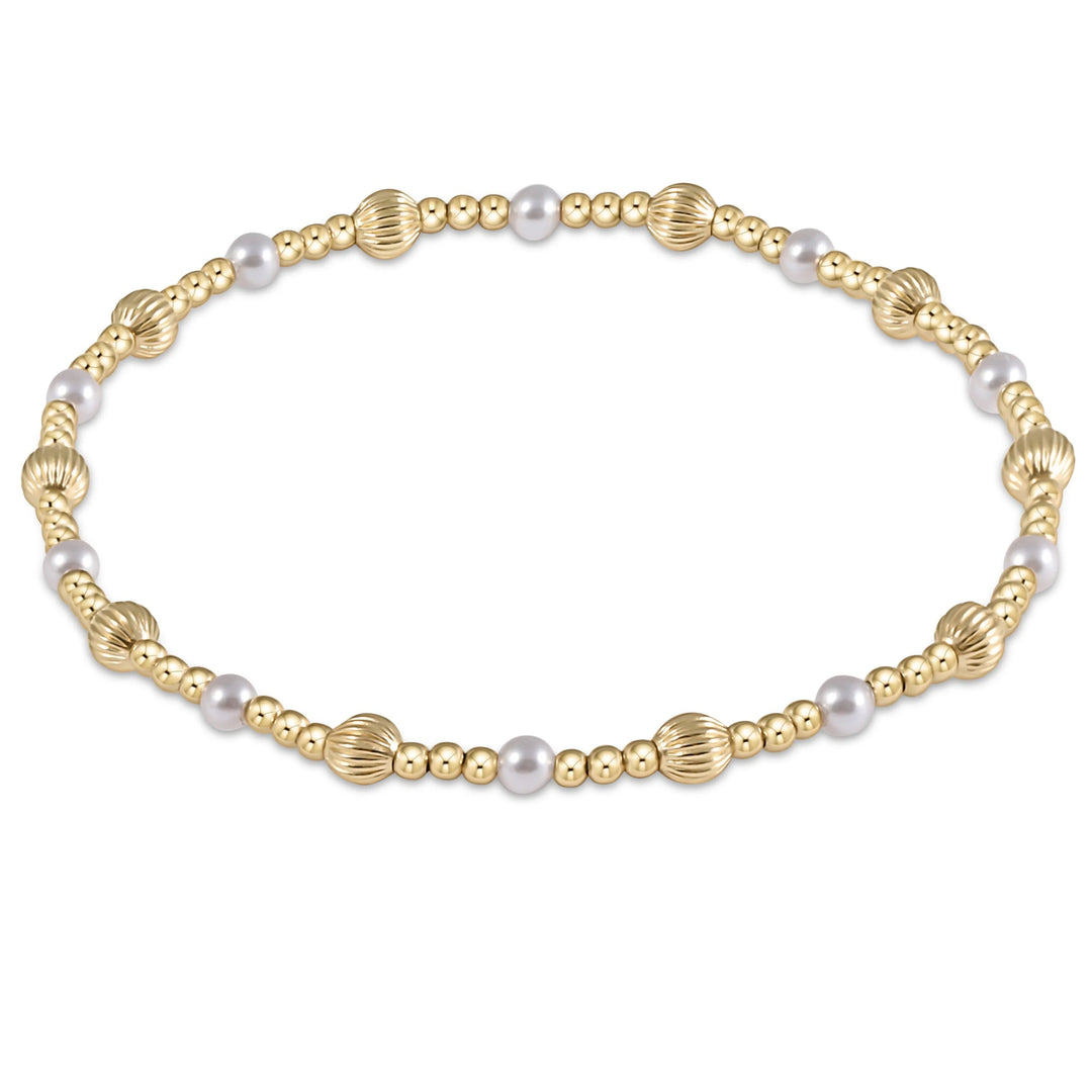 DIGNITY SINCERITY PATTERN 4MM BEAD BRACELET - PEARL