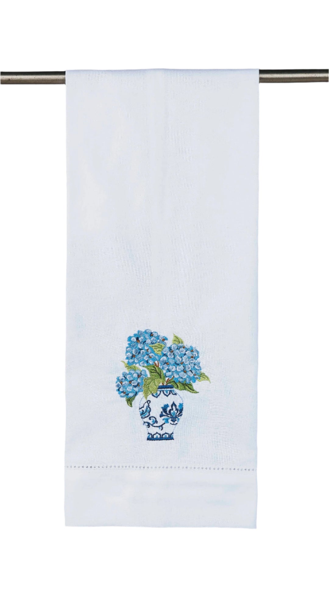 BLUE HYDRANGEA EMBROIDERED GUEST TOWEL