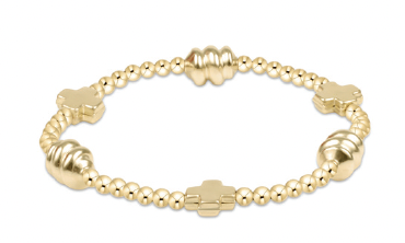 SIGNATURE CROSS ADMIRE GOLD PATTERN 3MM BEAD BRACELET