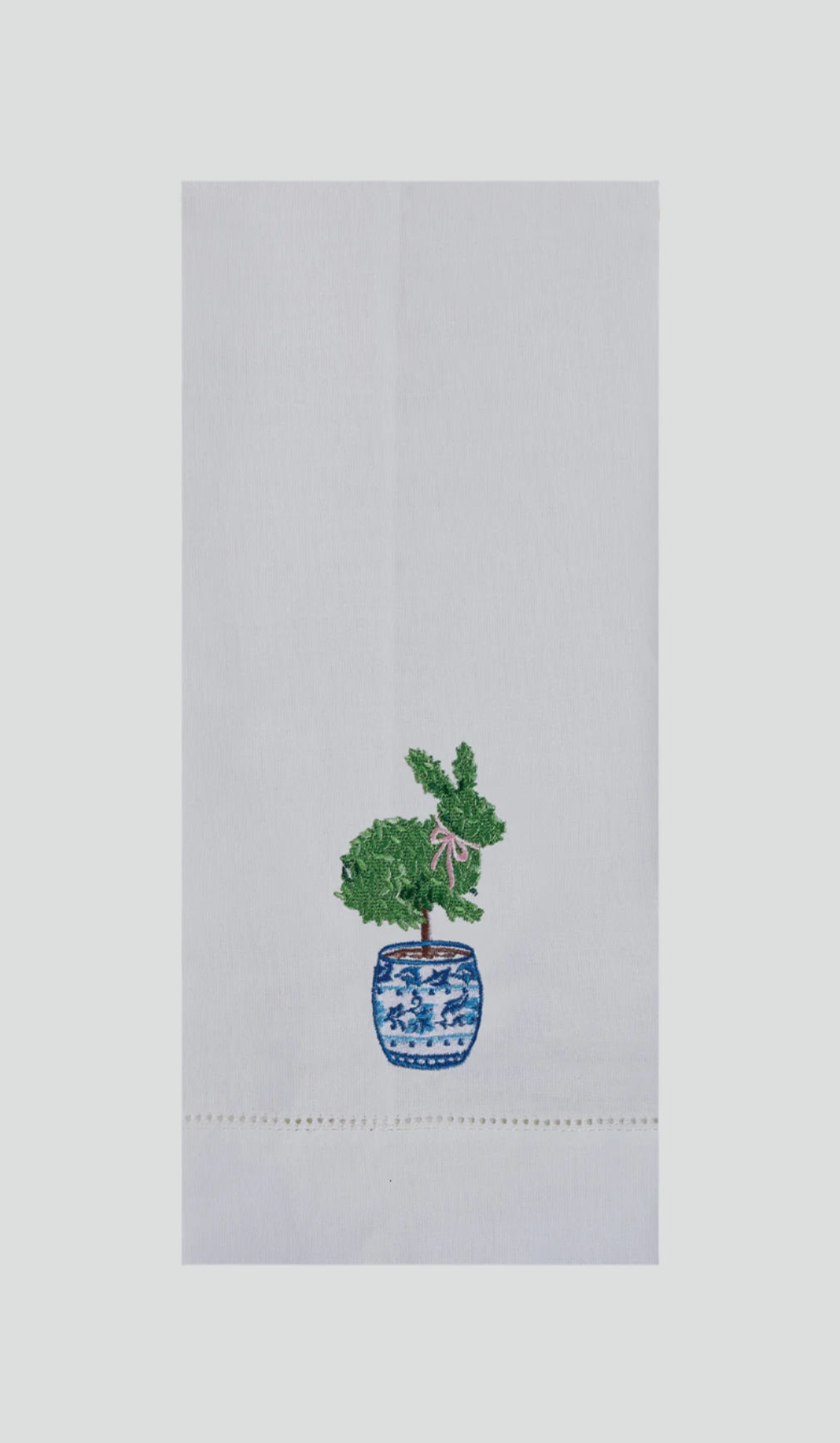 BUNNY TOPIARY EMBROIDERED GUEST TOWEL