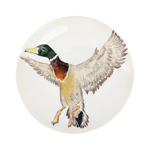 Duck design on a ceramic bowl with a white background
