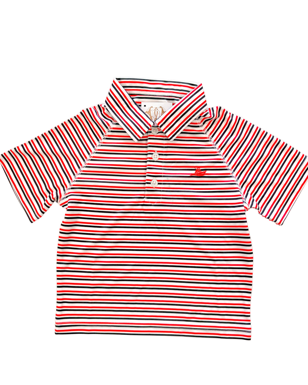 Red & Black Striped Boys Polo – Classic Southern Style Polo Shirt for Game Days and Everyday Wear | Walker Boutique
