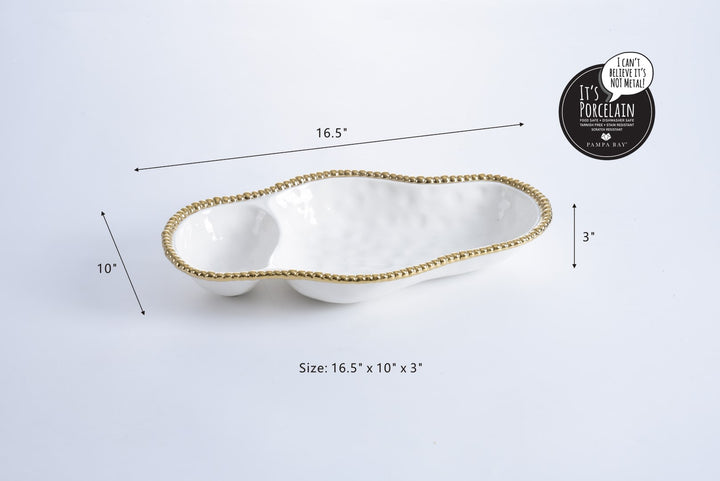 GOLDEN SALERNO 2 SECTION SERVING PIECE