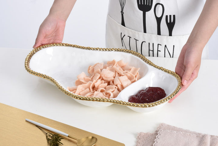 GOLDEN SALERNO 2 SECTION SERVING PIECE