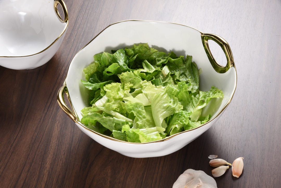 GOLDEN HANDLES LARGE ROUND BOWL