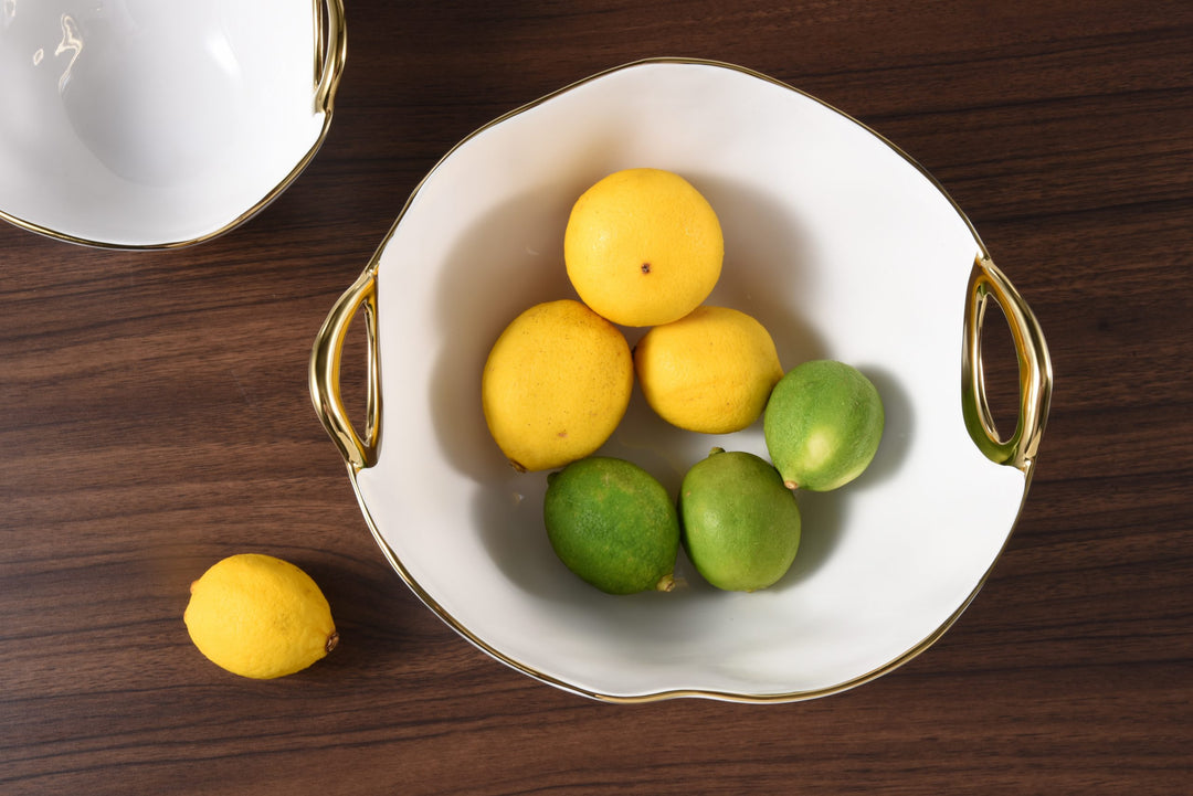 GOLDEN HANDLES LARGE ROUND BOWL