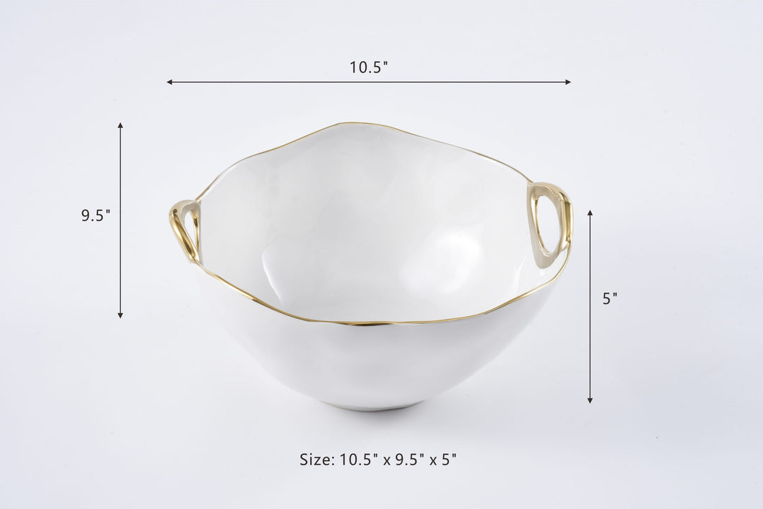 GOLDEN HANDLES LARGE ROUND BOWL