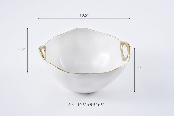 GOLDEN HANDLES LARGE ROUND BOWL