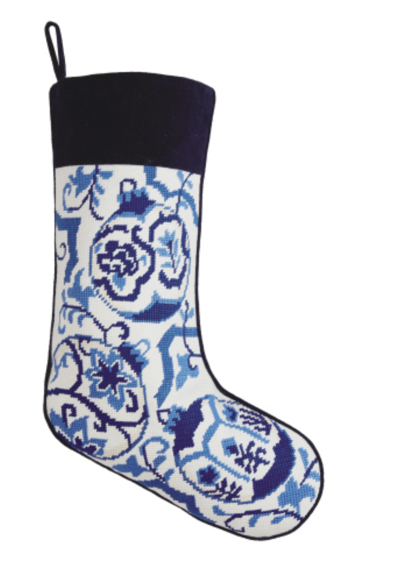 CHINOISERIE ORNAMENTS NEEDLEPOINT STOCKING
