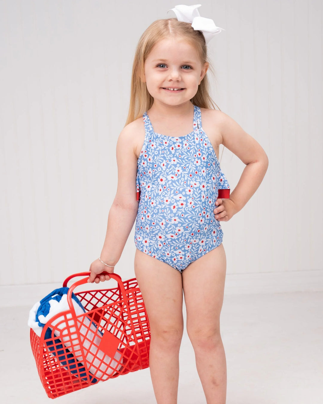 RED WHITE BLUE FLORAL LAGUNA SWIMSUIT