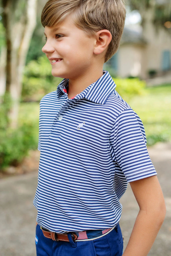 NANTUCKET NAVY STRIPE  PRIM & PROPER POLO
