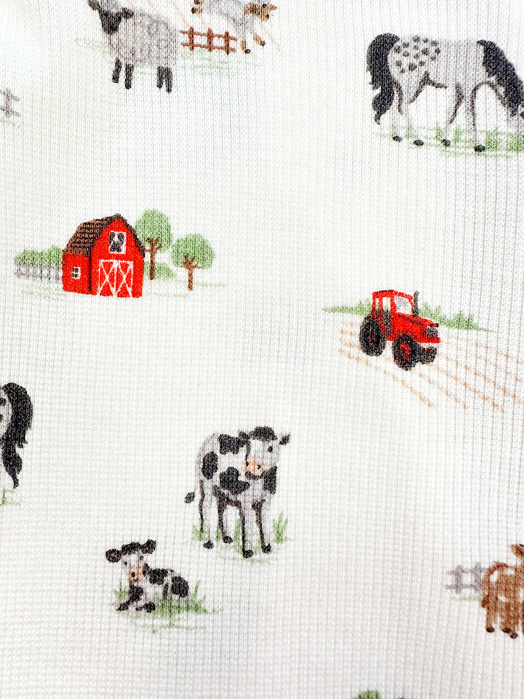 Little Farm Bamboo Zipper Footie – Soft Bamboo Baby Footed Pajamas with Farm Print | Walker Boutique