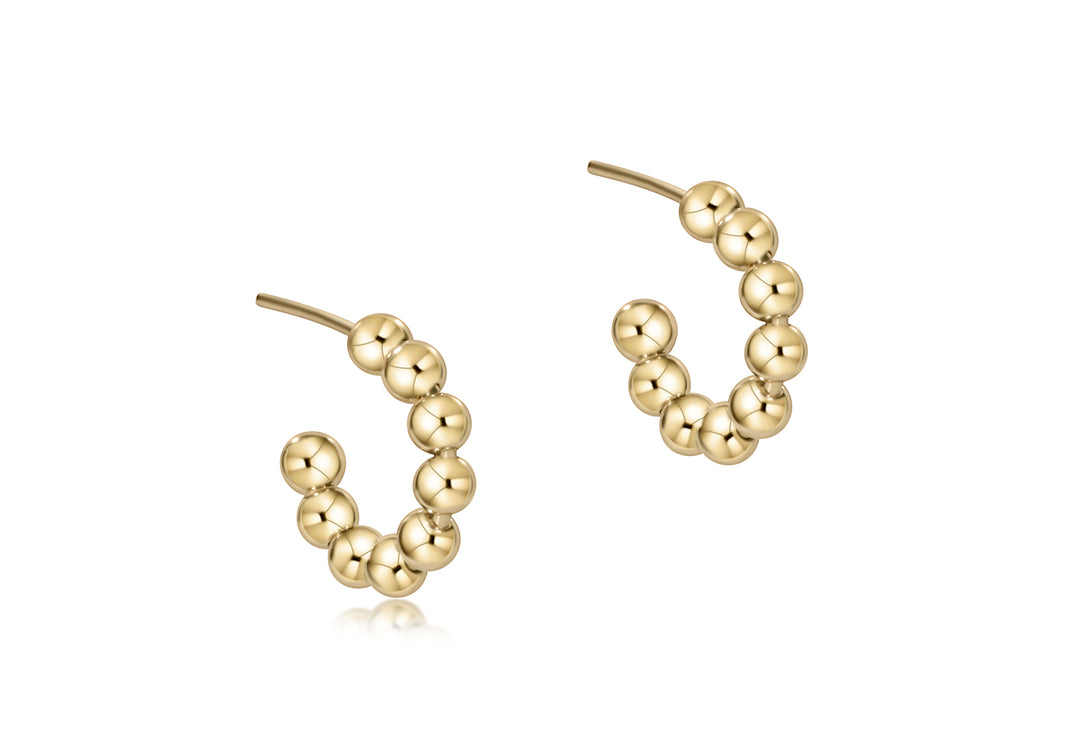BEADED CLASSIC 1" POST HOOP - 4MM GOLD