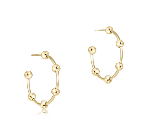 BEADED SIMPLICITY 1" POST HOOP - 4MM GOLD