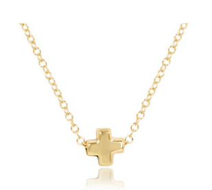 EGIRL 14" NECKLACE GOLD, SIGNATURE CROSS SMALL GOLD