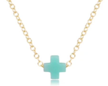 EGIRL 14" NECKLACE GOLD, SIGNATURE CROSS SMALL MINT