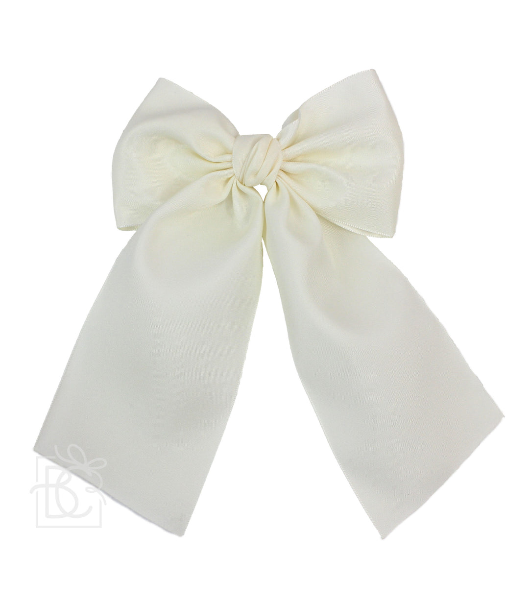 ANTIQUE WHITE OPAQUE SATIN BOW WITH TAILS