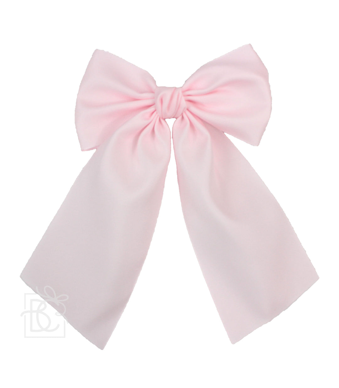 POWDER PINK OPAQUE SATIN BOW WITH TAILS