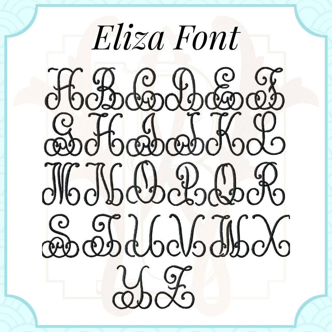 font options of all letters of Eliza font