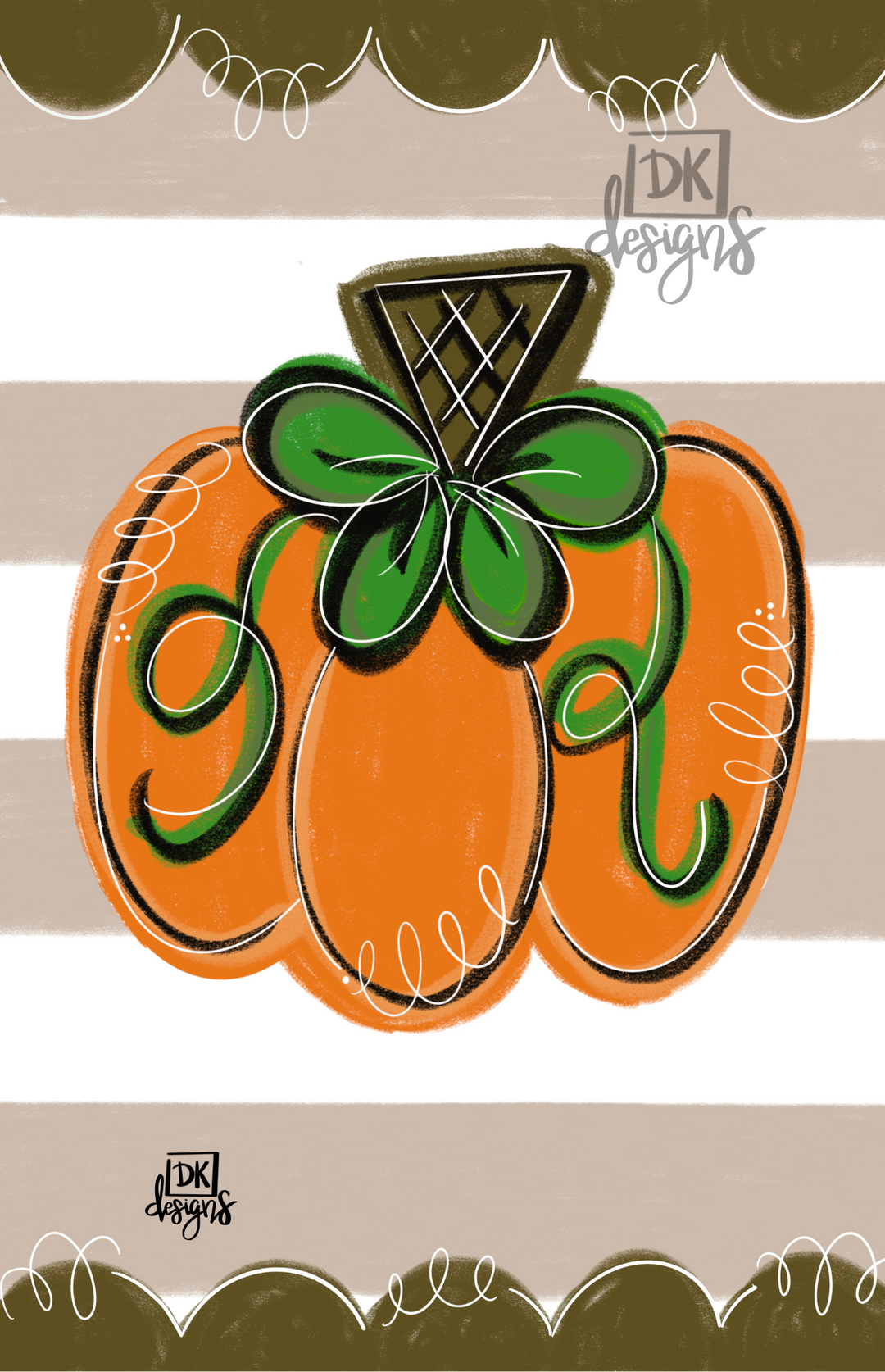 BROWN STRIPE PUMPKIN GARDEN FLAG