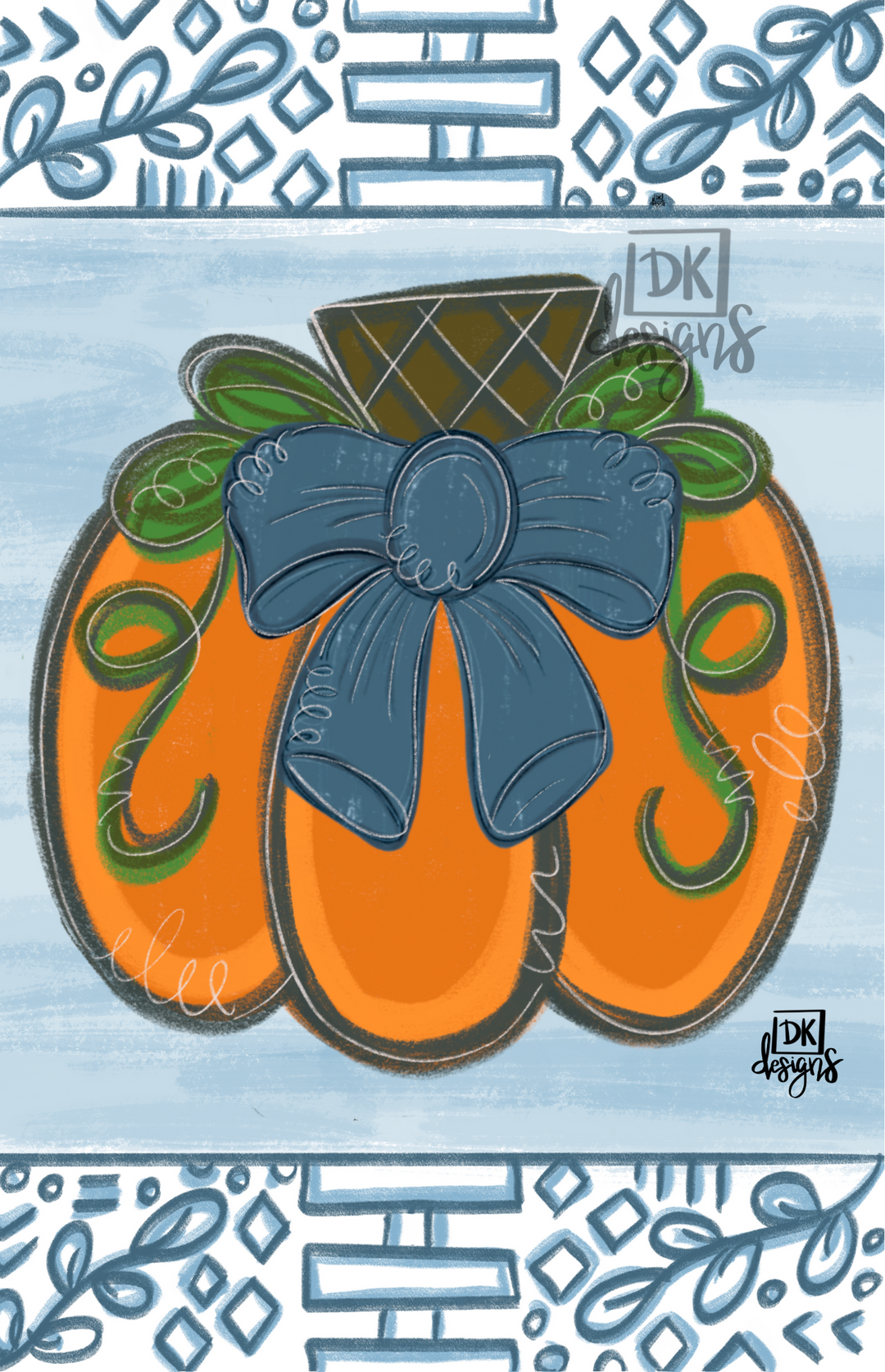 BLUE CHINOISERIE PUMPKIN GARDEN FLAG