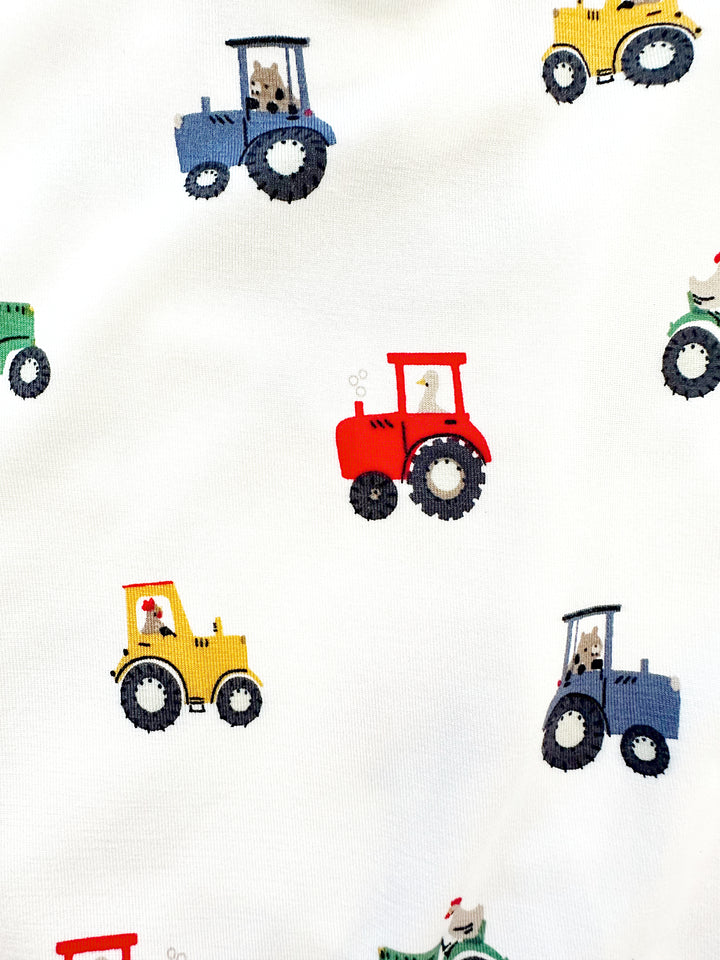 Mini Tractors Bamboo Zipper Romper – Soft Bamboo Baby Boy One-Piece with Tractor Print | Walker Boutique