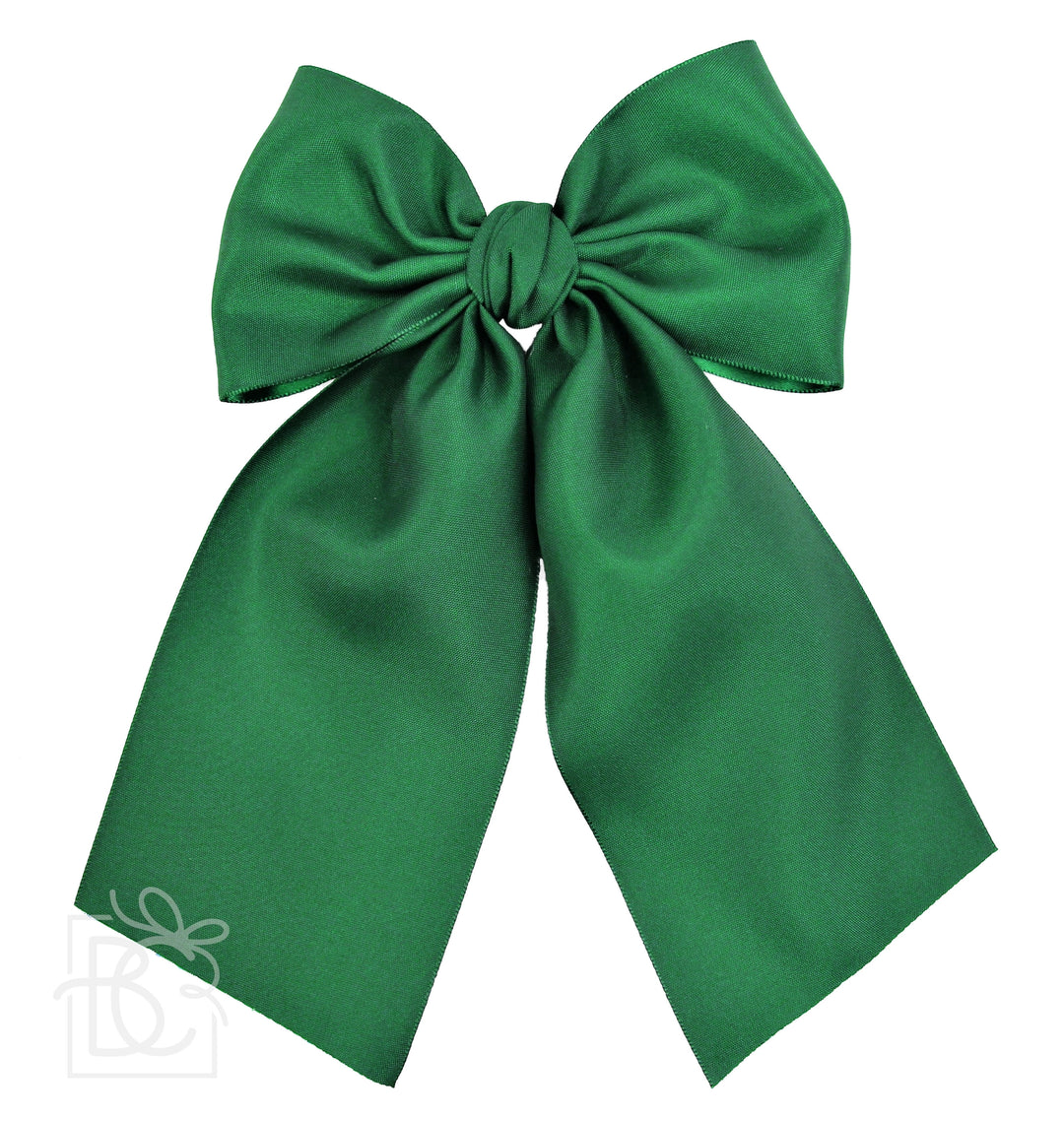 FOREST GREEN OPAQUE SATIN BOW WITH TAILS