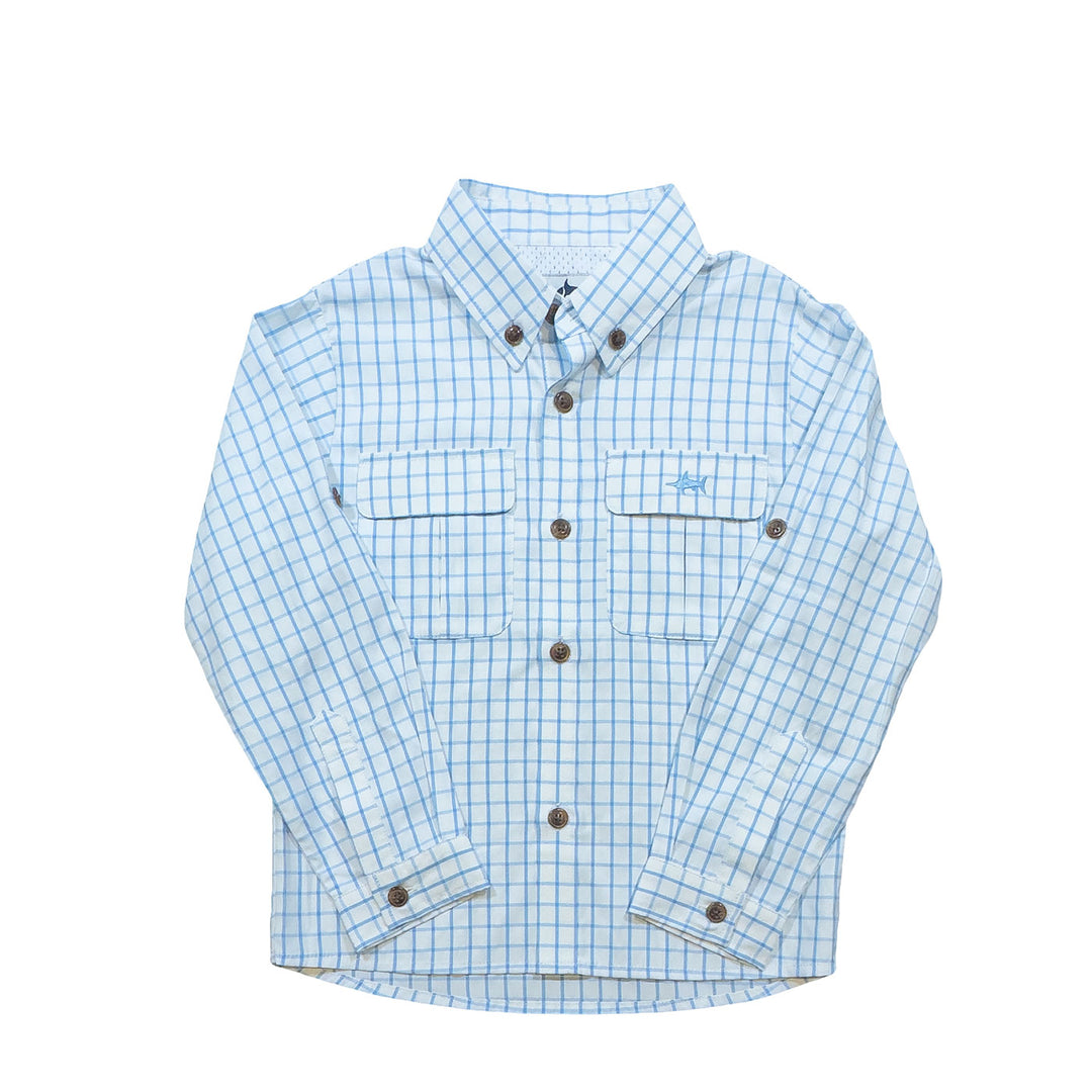 WHITE & BLUE PLAID FLAGLER FISHING SHIRT