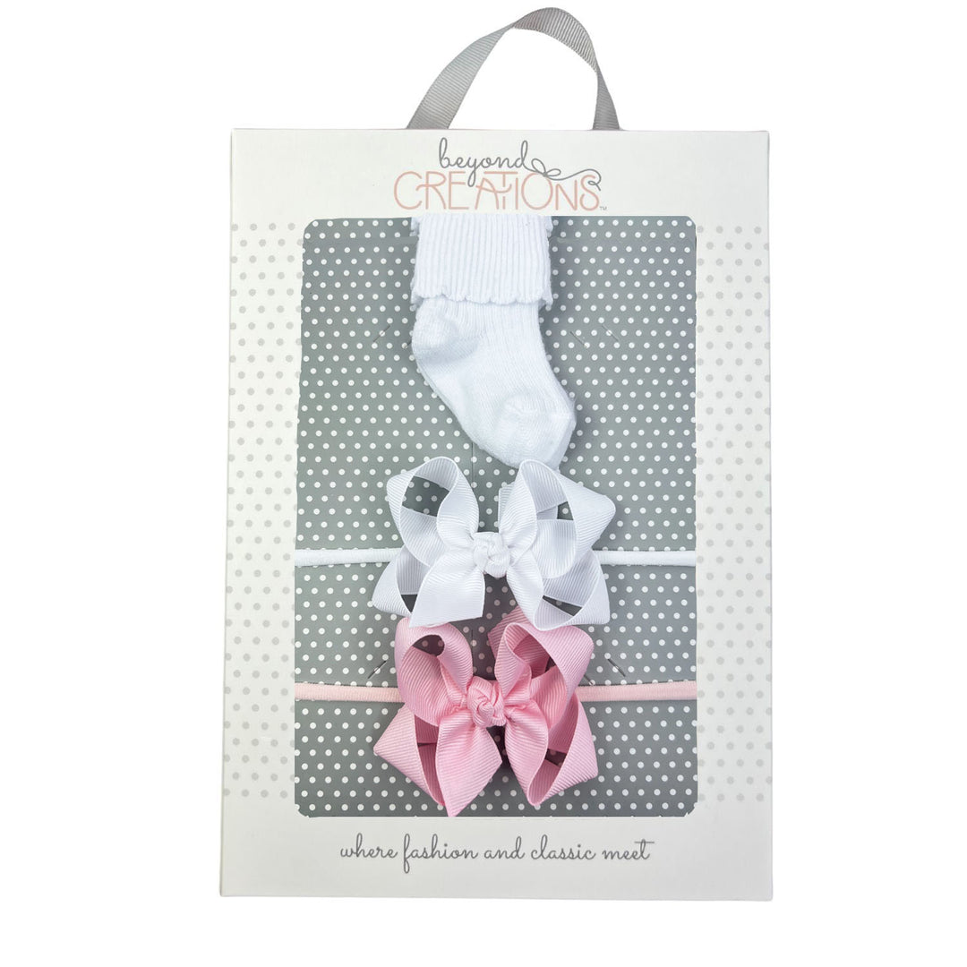 NEWBORN SOCKS & HEADBAND BOWS SET