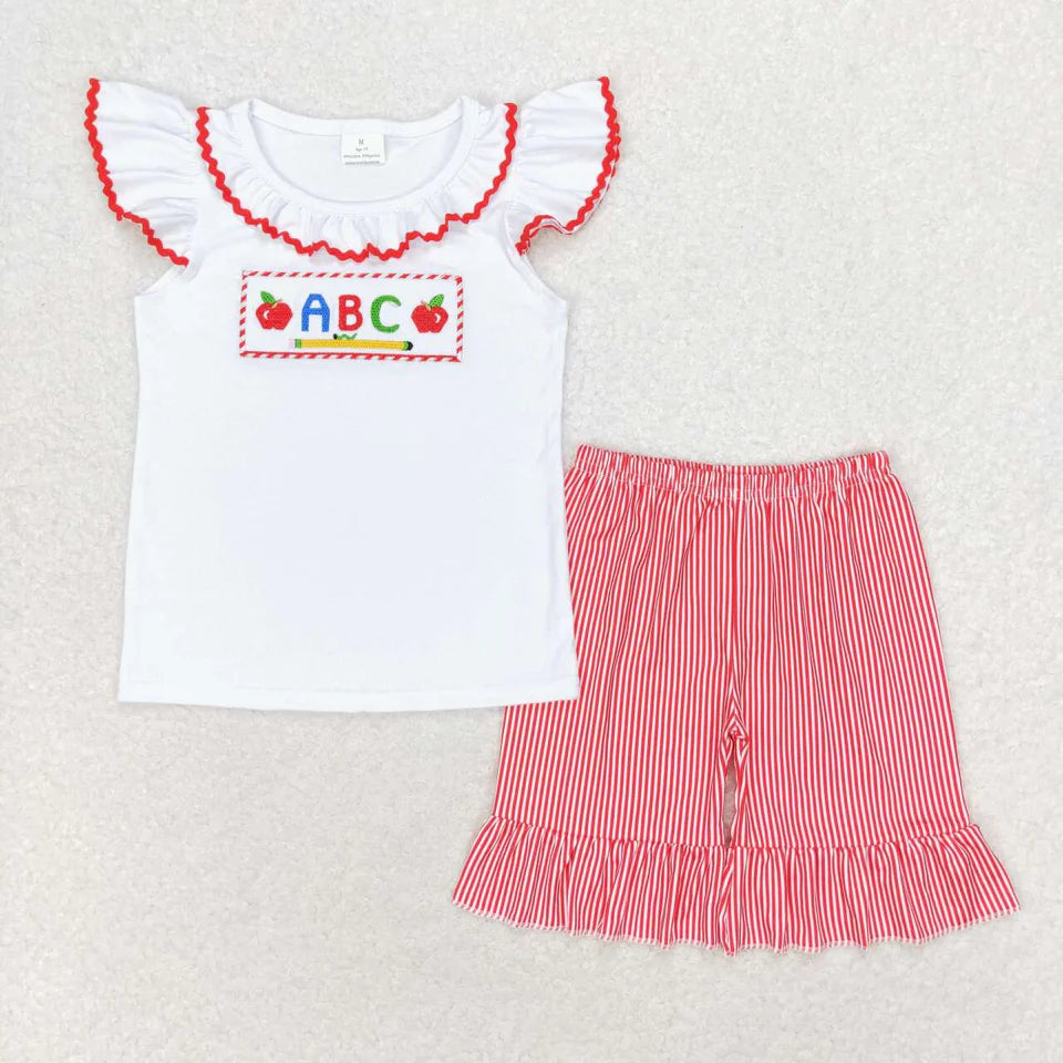 ABC BACK TO SCHOOL EMBROIDERED SHORT SET