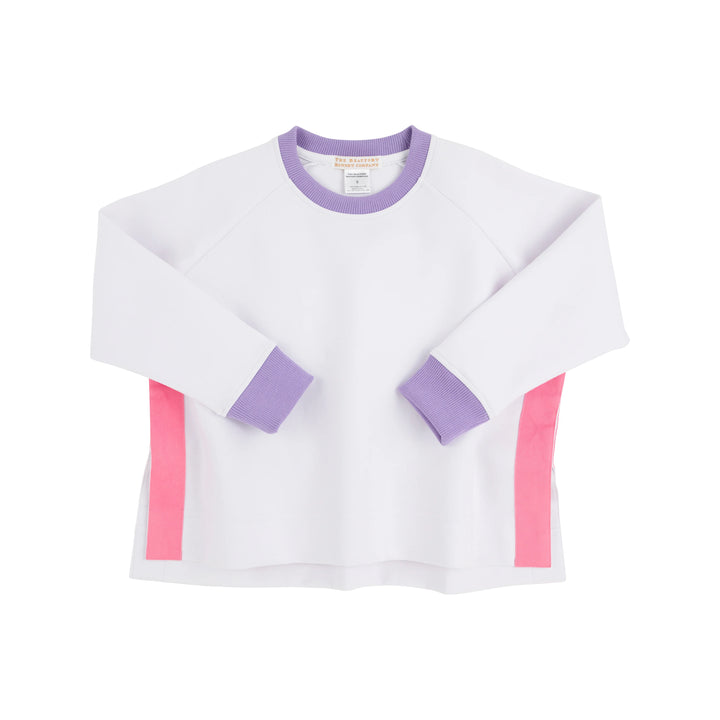 MOM & ME WORTH AVENUE WHITE WITH PALLISADES PURPLE COURTNEY'S COZY CREWNECK