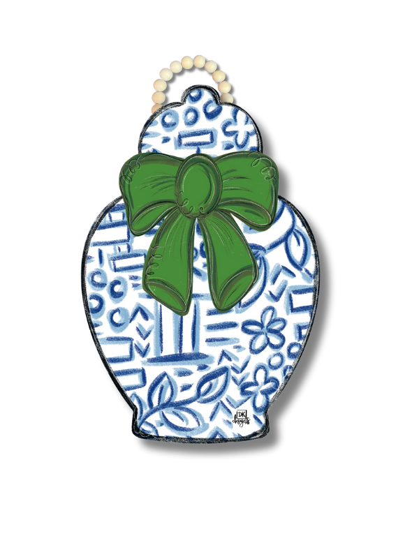 CHINOISERIE JAR GREEN BOW DOOR HANGER