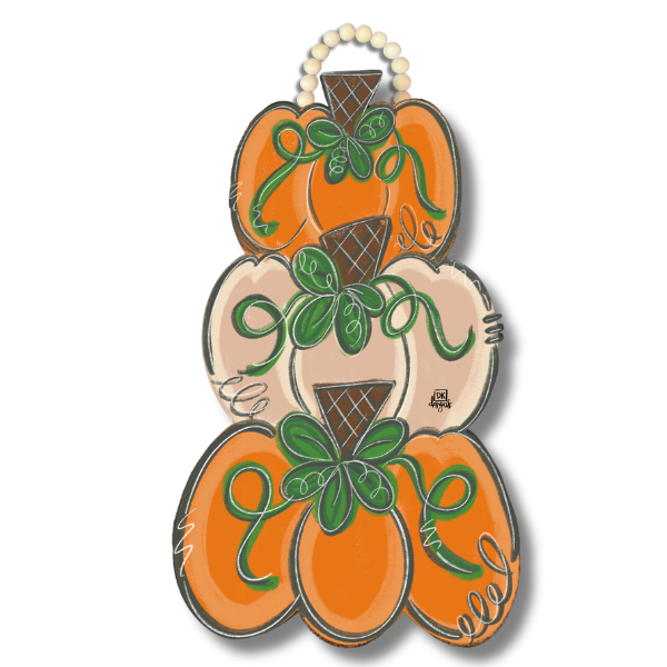 TAN STACKED PUMPKIN DOOR HANGER