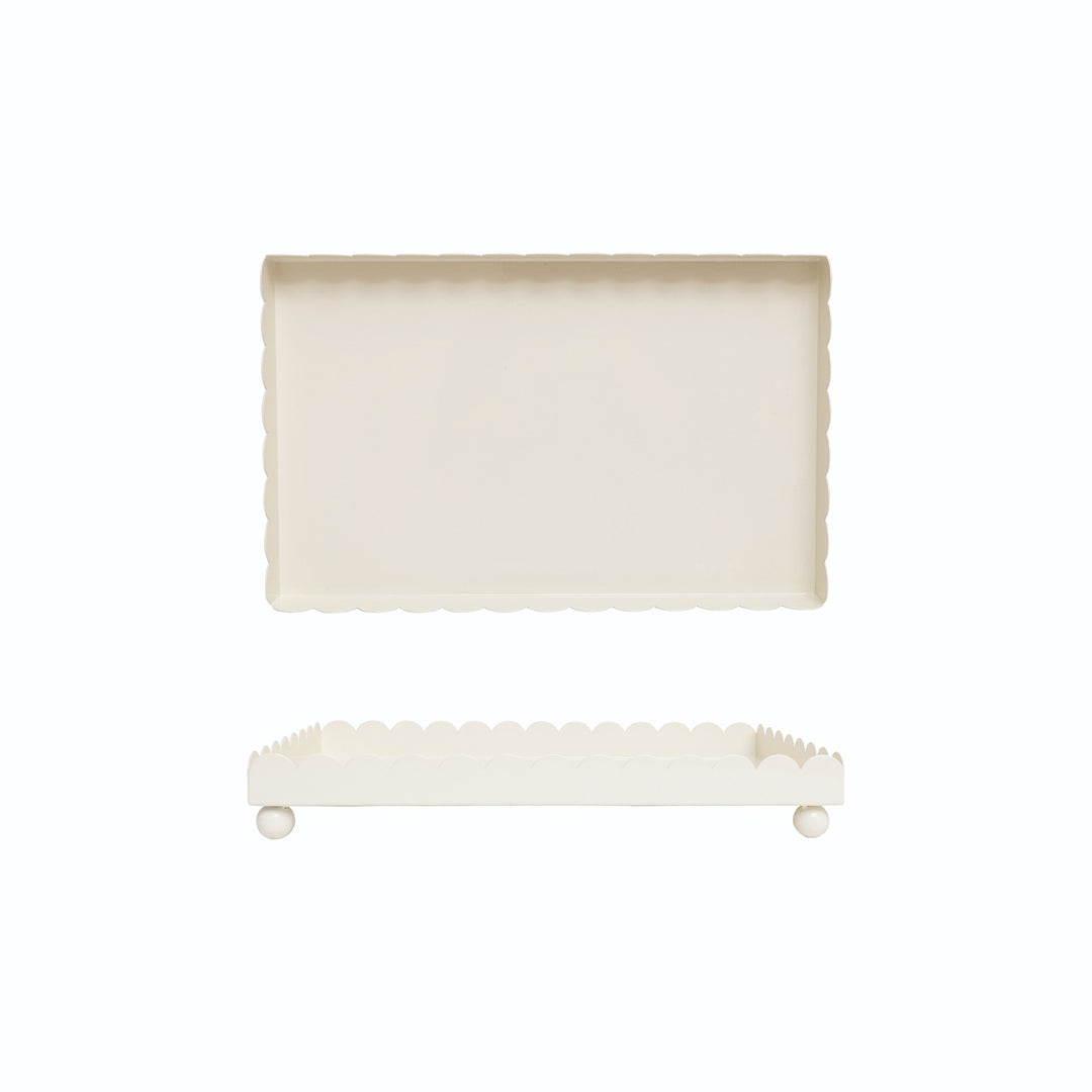CREAM SCALLOPED EDGE FOOTED TRAY