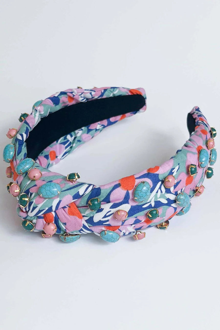 70S EMBELLISHED FLORAL KNOT HEADBAND