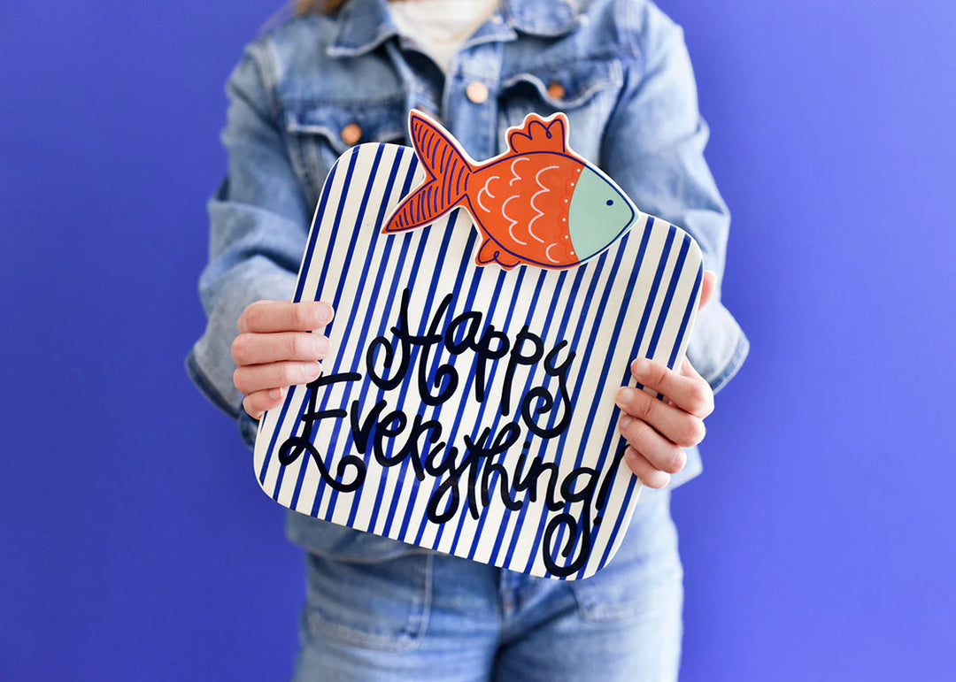 INDIGO SKINNY STRIPE MINI HAPPY EVERYTHING PLATTER