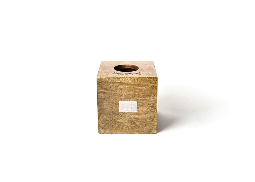HAPPY EVERYTHING MINI SQUARE WOOD TISSUE BOX