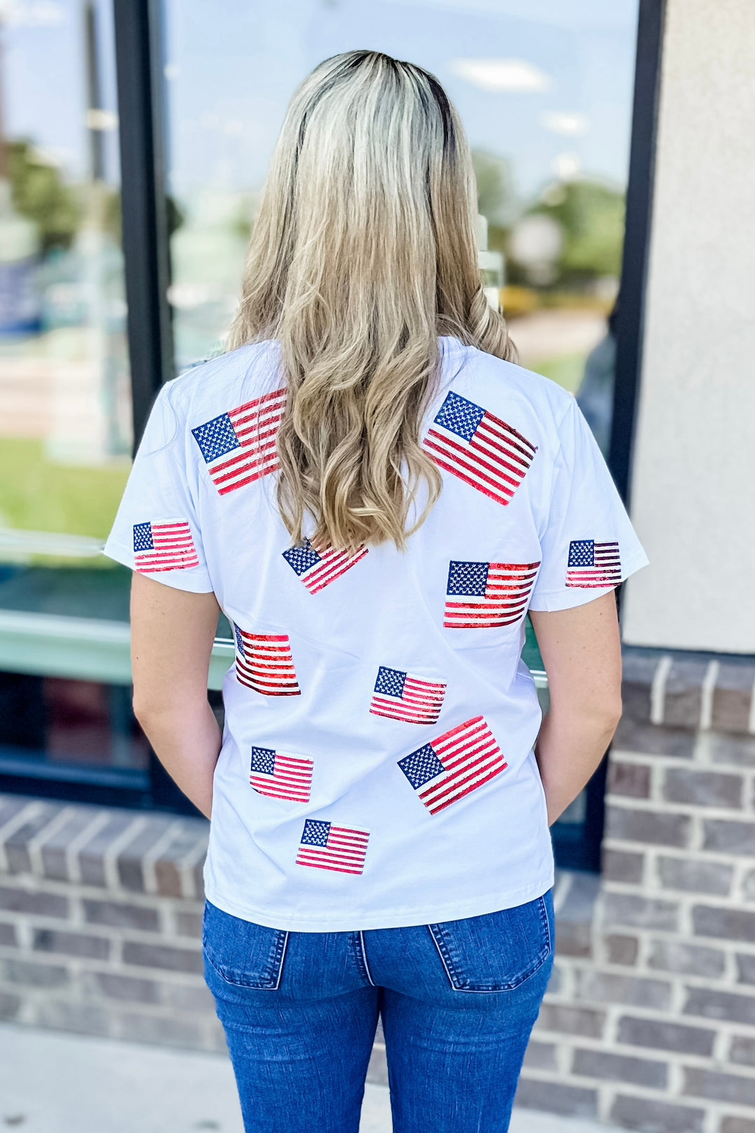 SEQUIN AMERICAN FLAG TEE