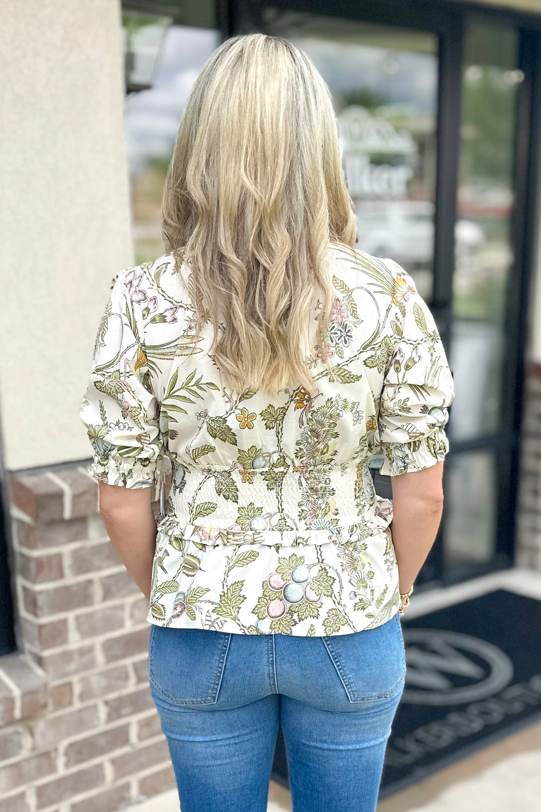 SPARTINA: ROSELYNN POPLIN BLOUSE | SUGAR MILL PEACOCK CREAM