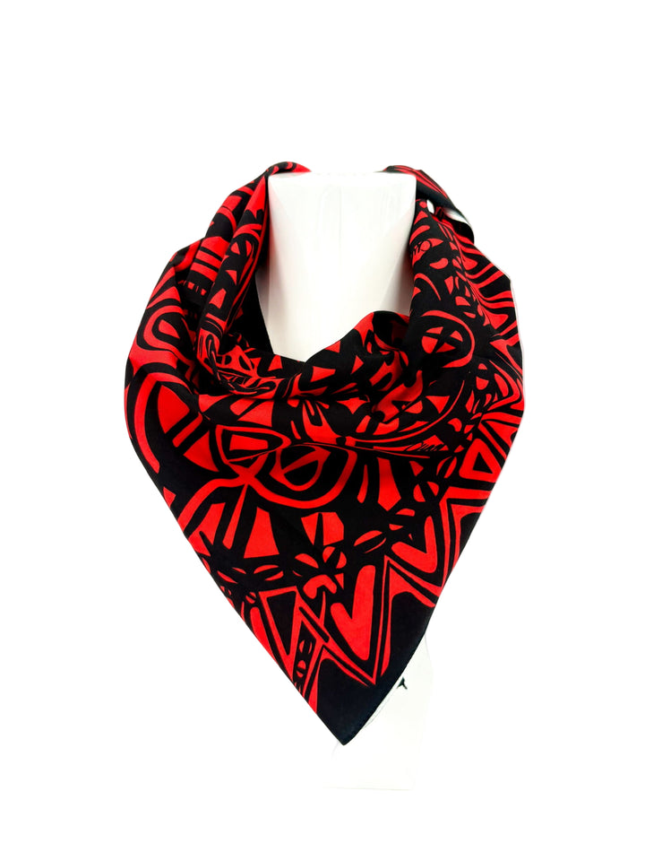 RED & BLACK ABSTRACT GAME DAY SCARF
