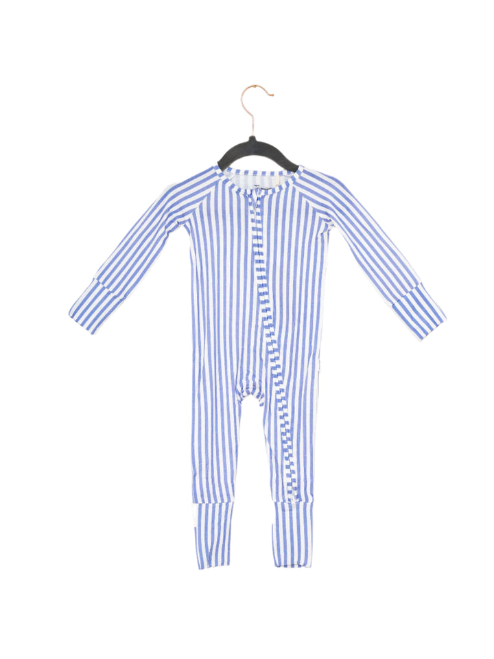 FRENCH BLUE CABANA STRIPE SLEEP ROMPER